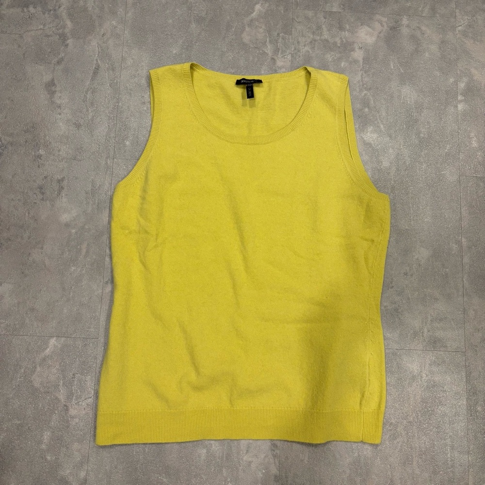 LAFAYETTE 148 Wool Cashmere Knit Sweater Vest Yellow Green Size XL